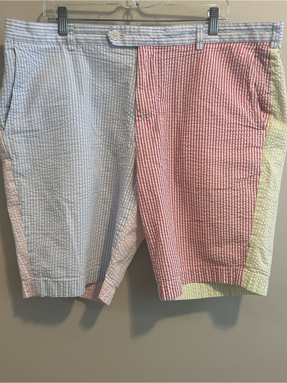 Brooks Brothers Shorts Mens 40 Fun Stripe Seersucker Patchwork Colorblock Preppy